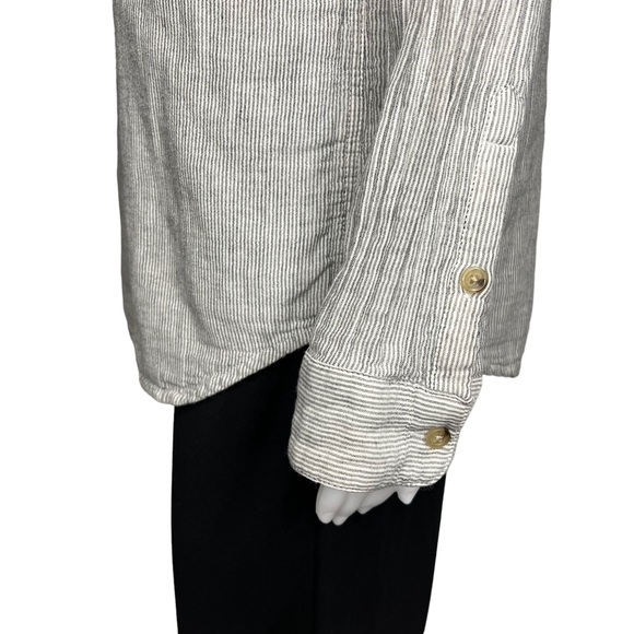 Marine Layer Stripe Quarter Button Up Long Sleeve L - Picture 3 of 6